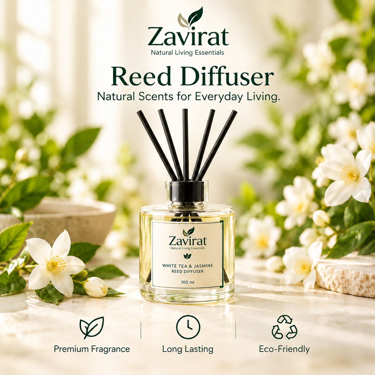 Zavirat White Tea & Jasmine Reed Diffuser