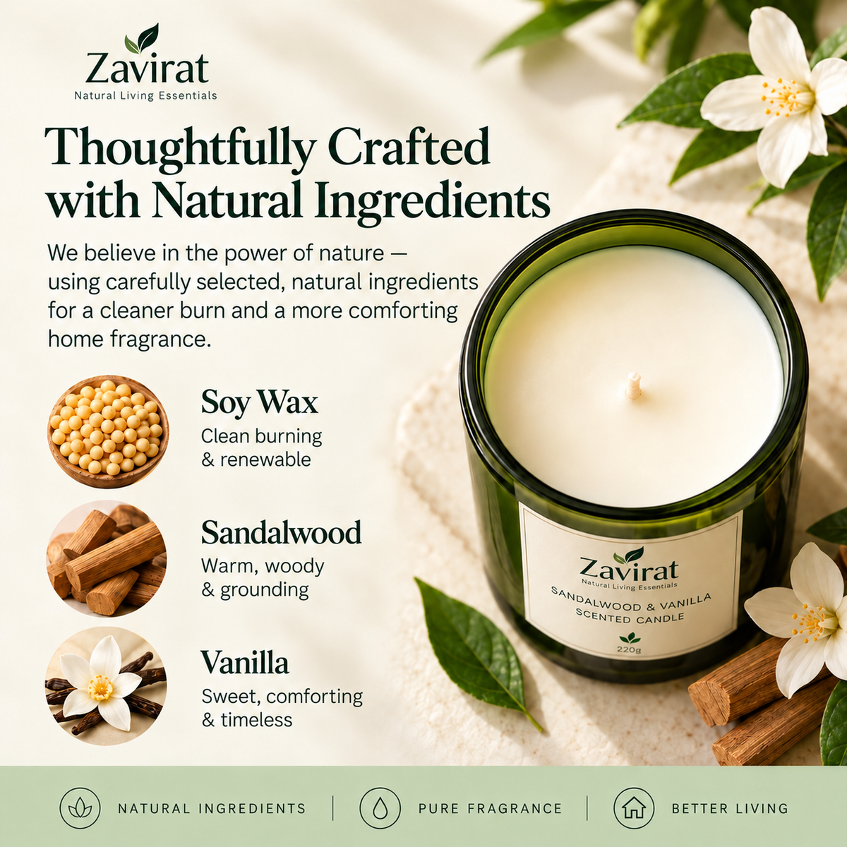 Zavirat Sandalwood & Vanilla Scented Candle