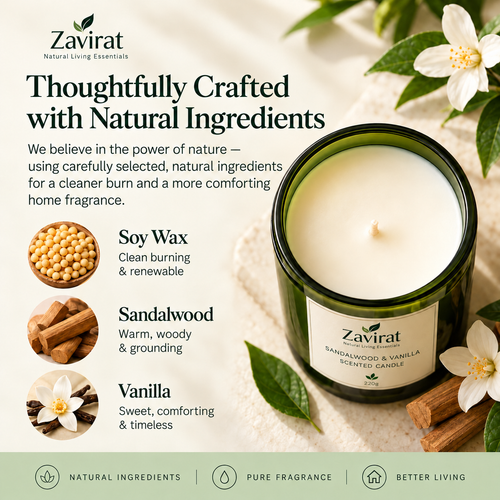Zavirat Sandalwood & Vanilla Scented Candle